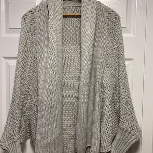 Gray Chunky Knit Poncho Sweater